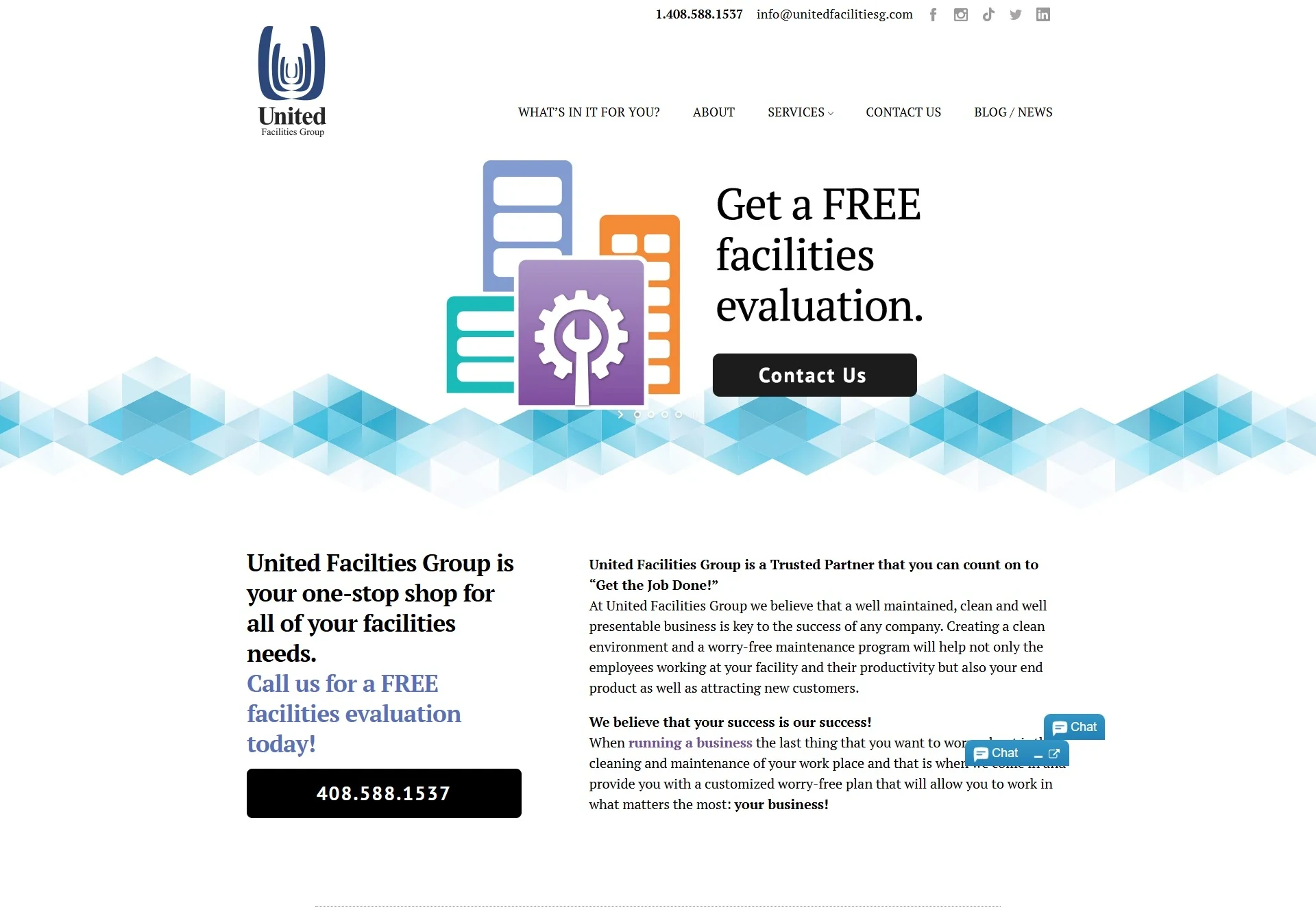 The previous United Facilities Group homepage